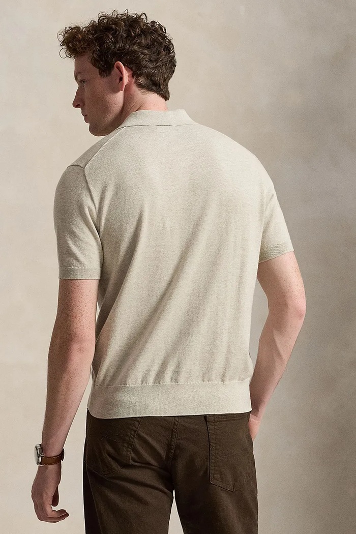 Polo Ralph Lauren sweter z krótkim rękawem męski bawełniany 710980682 beżowy SS26