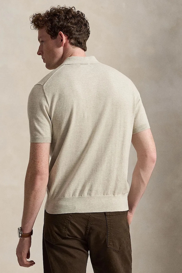 Polo Ralph Lauren sweter z krótkim rękawem męski bawełniany 710980682 beżowy SS26