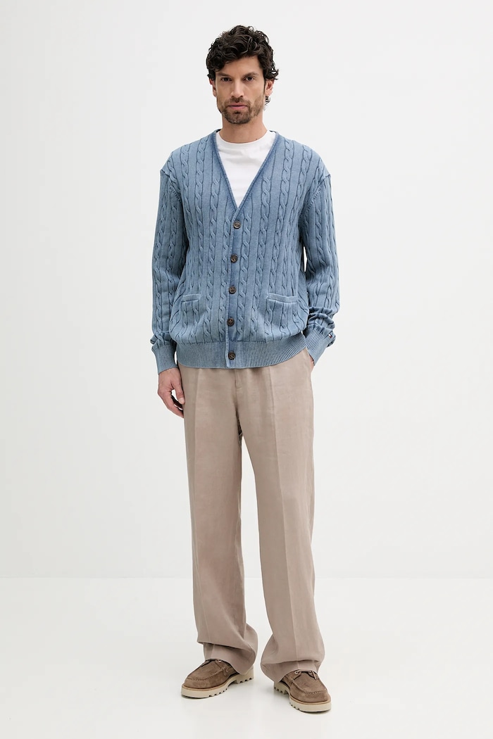 Pamučni kardigan Tommy Hilfiger MW0MW40556 plava AW25