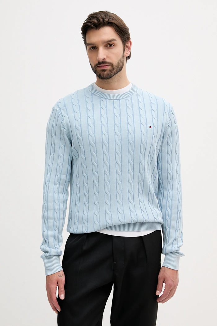 Tommy Hilfiger sweter bawełniany bawełna niebieski MW0MW39524