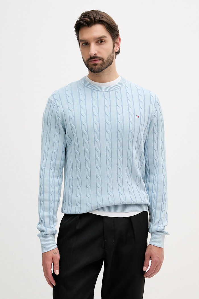 Tommy Hilfiger sweter bawełniany bawełna niebieski MW0MW39524