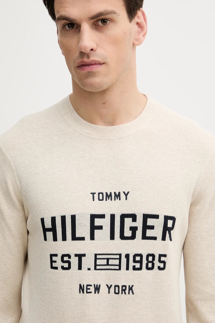 Bavlněný svetr Tommy Hilfiger béžová MW0MW39533
