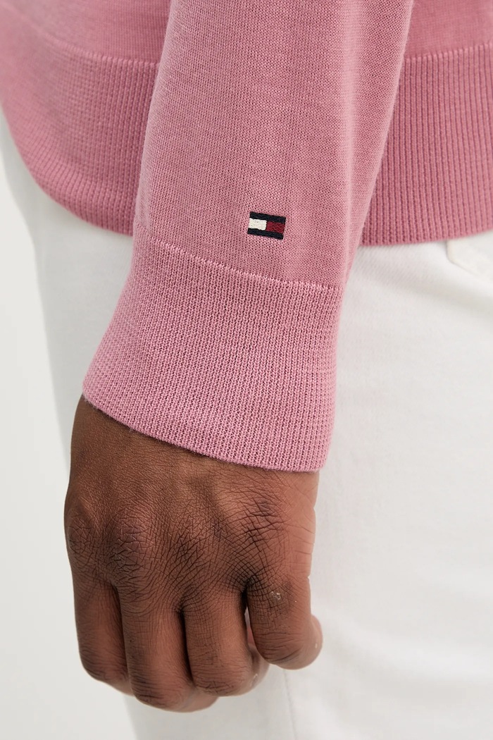 Tommy Hilfiger gyapjú pulóver MW0MW39775 rózsaszín
