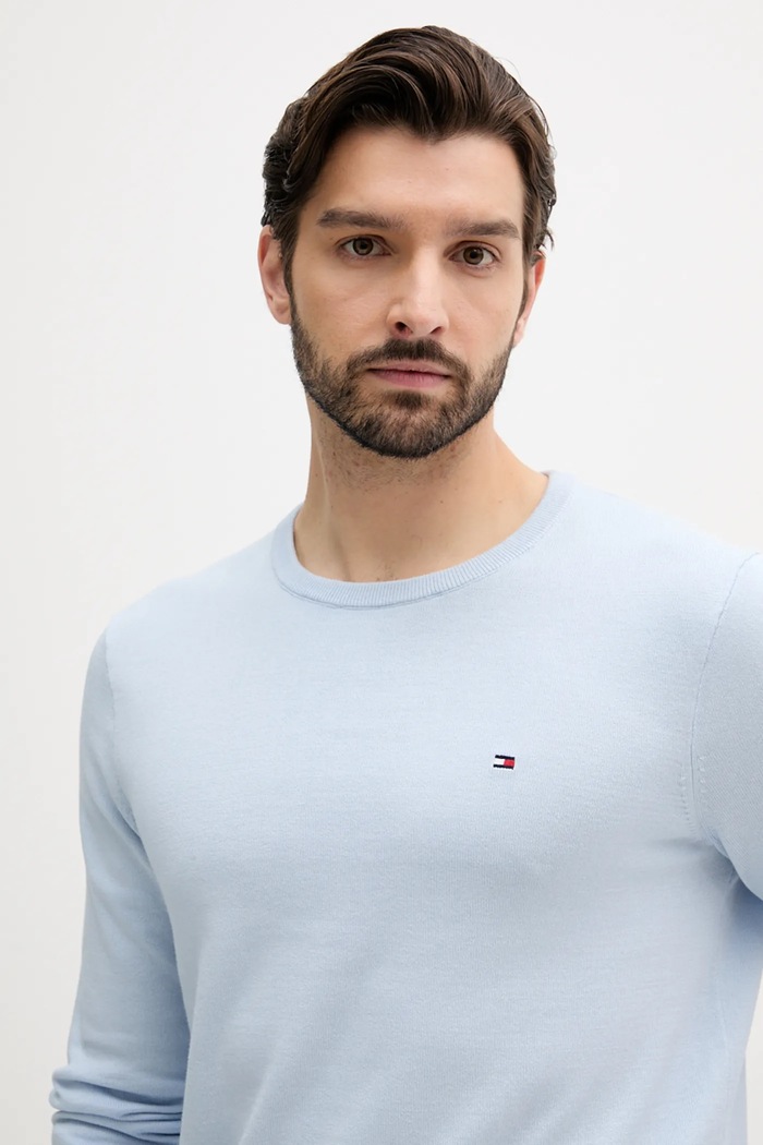 Sweter bawełniany Tommy Hilfiger MW0MW39999 niebieski