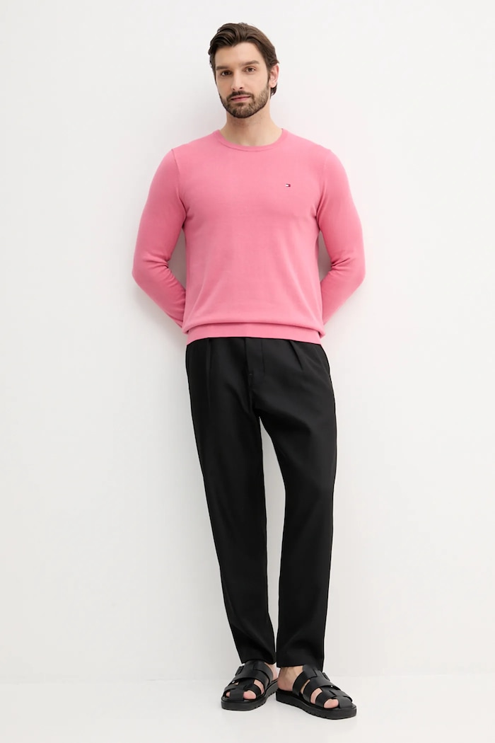 Bavlnený sveter Tommy Hilfiger MW0MW39999 ružová SS26