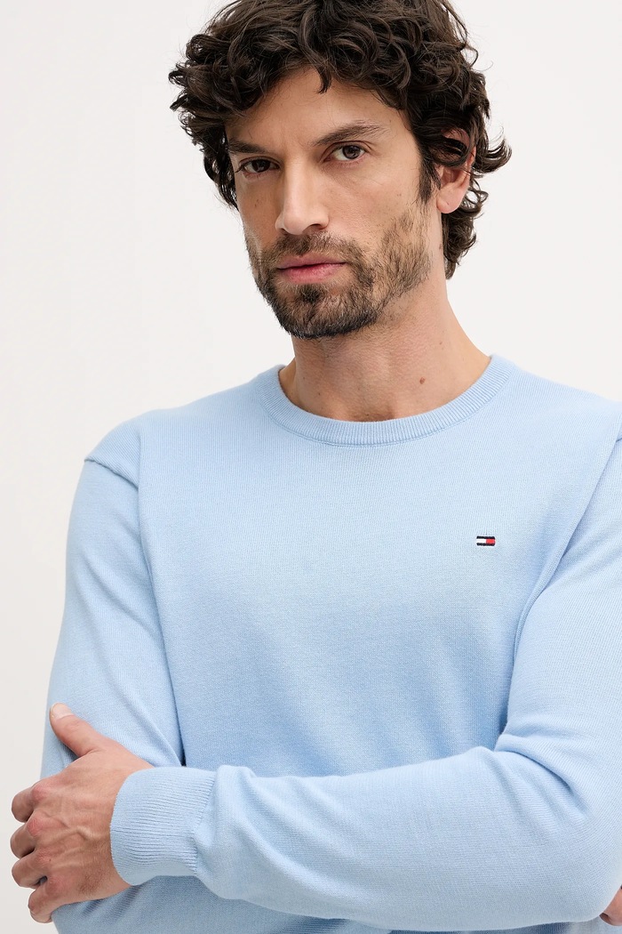 Tommy Hilfiger pamut pulóver kék MW0MW39999