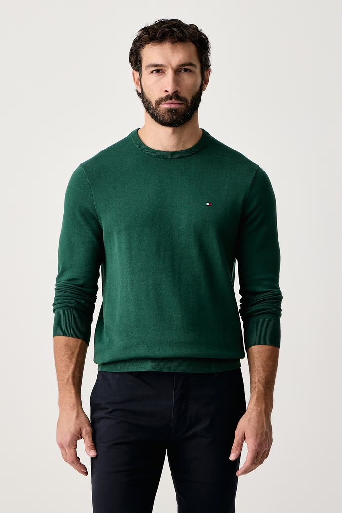 Tommy Hilfiger Sweter męski bawełniany zielony MW0MW39999