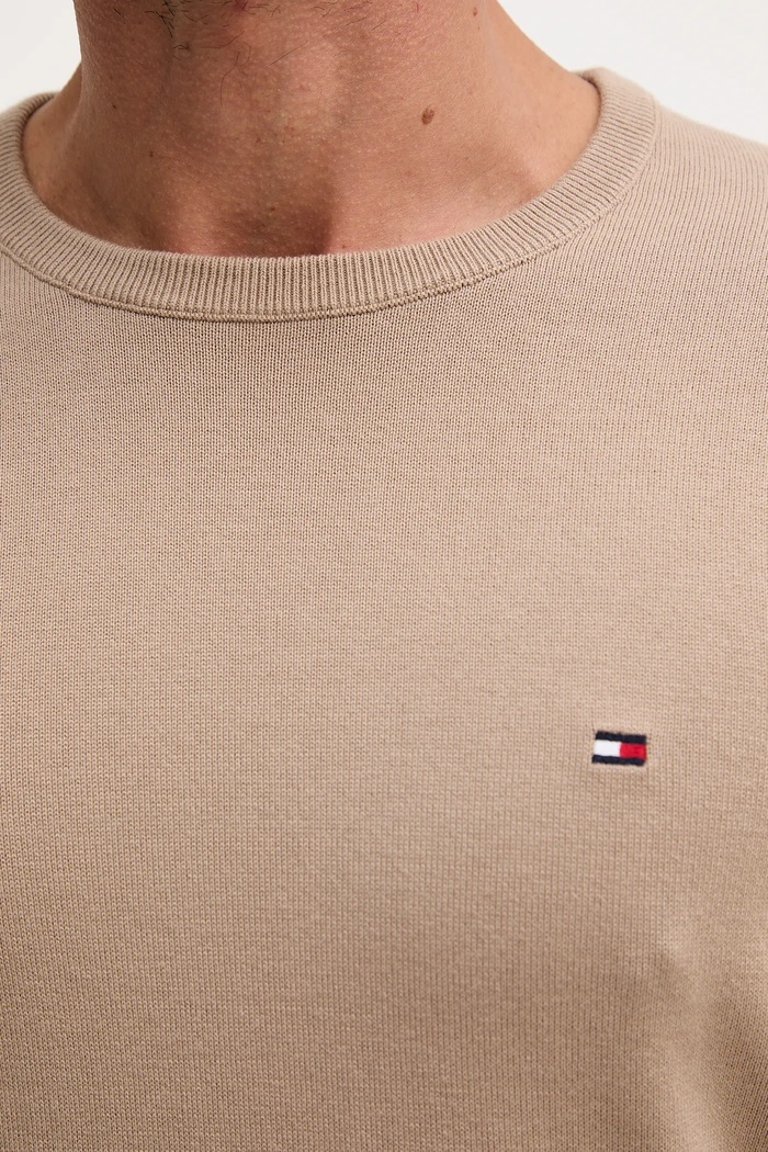 Tommy Hilfiger pamut pulóver MW0MW39999 bézs
