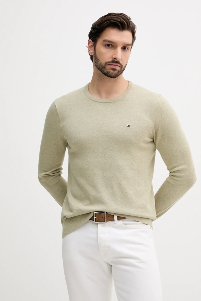 Bavlnený sveter Tommy Hilfiger bavlna zelená MW0MW39999