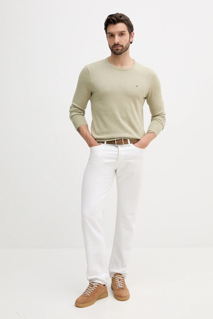 Bavlnený sveter Tommy Hilfiger MW0MW39999 zelená SS26