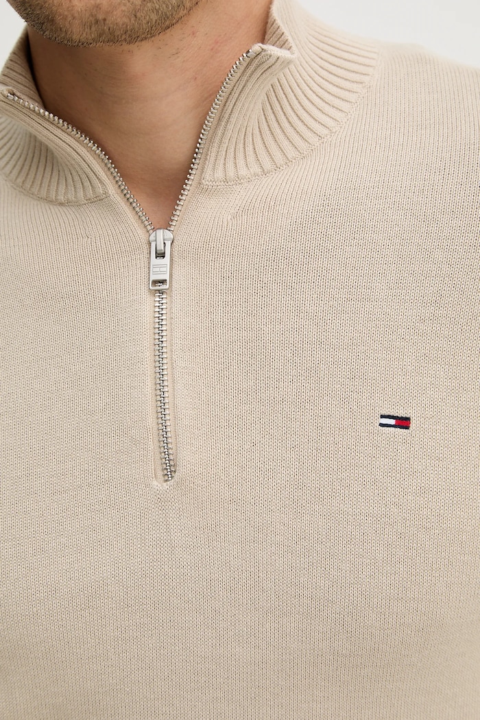 Tommy Jeans pamut pulóver DM0DM21654 bézs