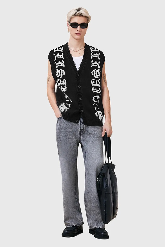 Vestă din bumbac SCRIPTURE AllSaints negru M036KC