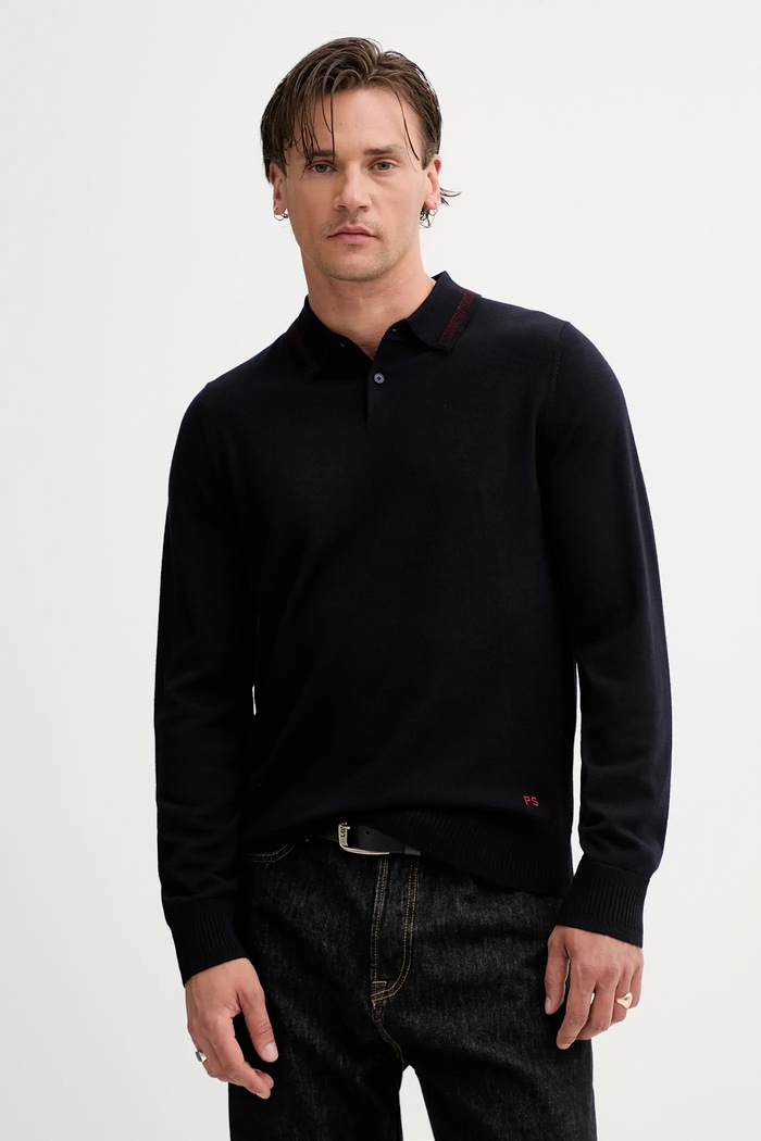 PS Paul Smith pulover de lână subtiri bleumarin M2R.303Z.T21861