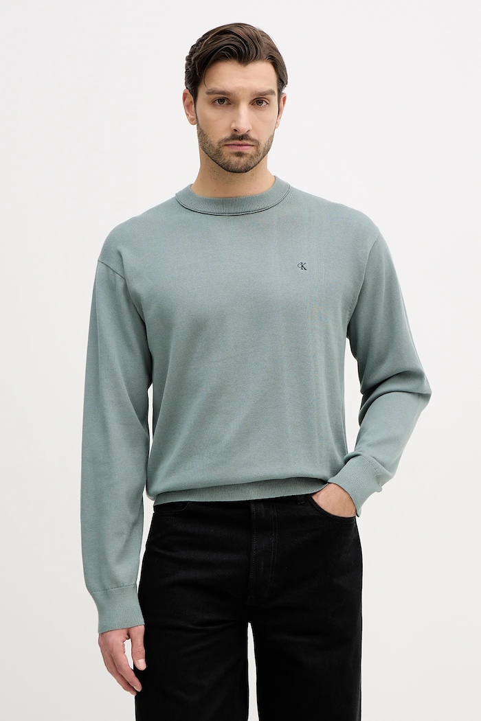 Calvin Klein Jeans pulover de bumbac subtiri verde LV04RC309G
