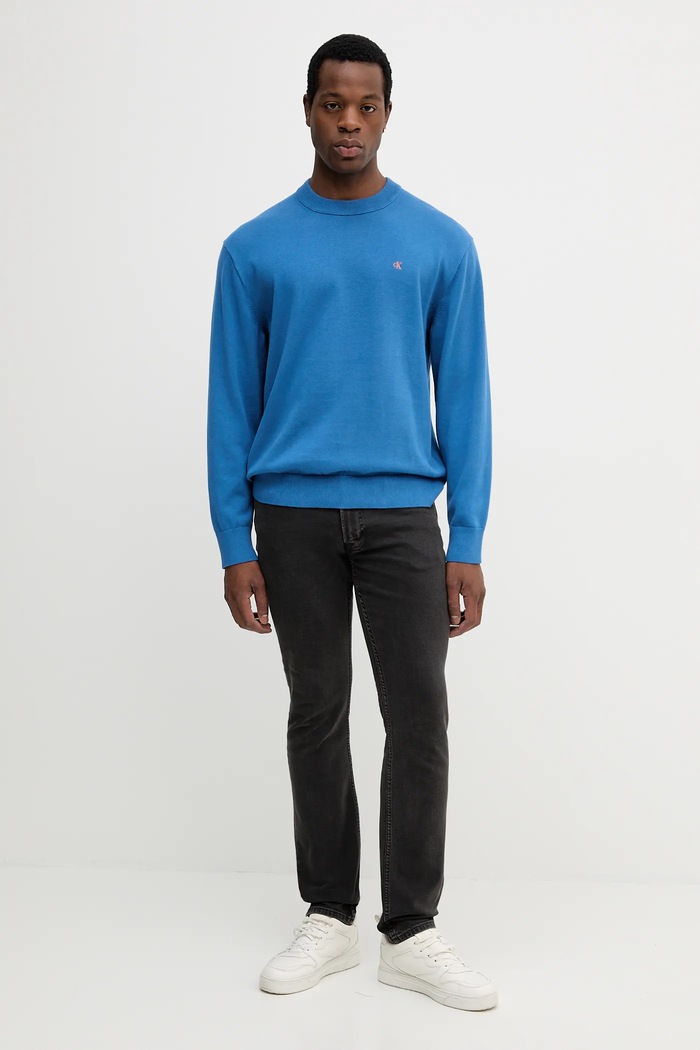 Calvin Klein Jeans pamut pulóver LV04RC309G kék SS26