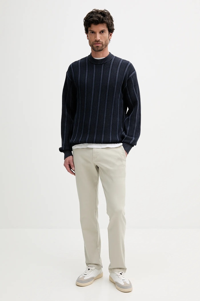 Βαμβακερό πουλόβερ BOSS Orange Dolos 50543690 σκούρο μπλε AW25