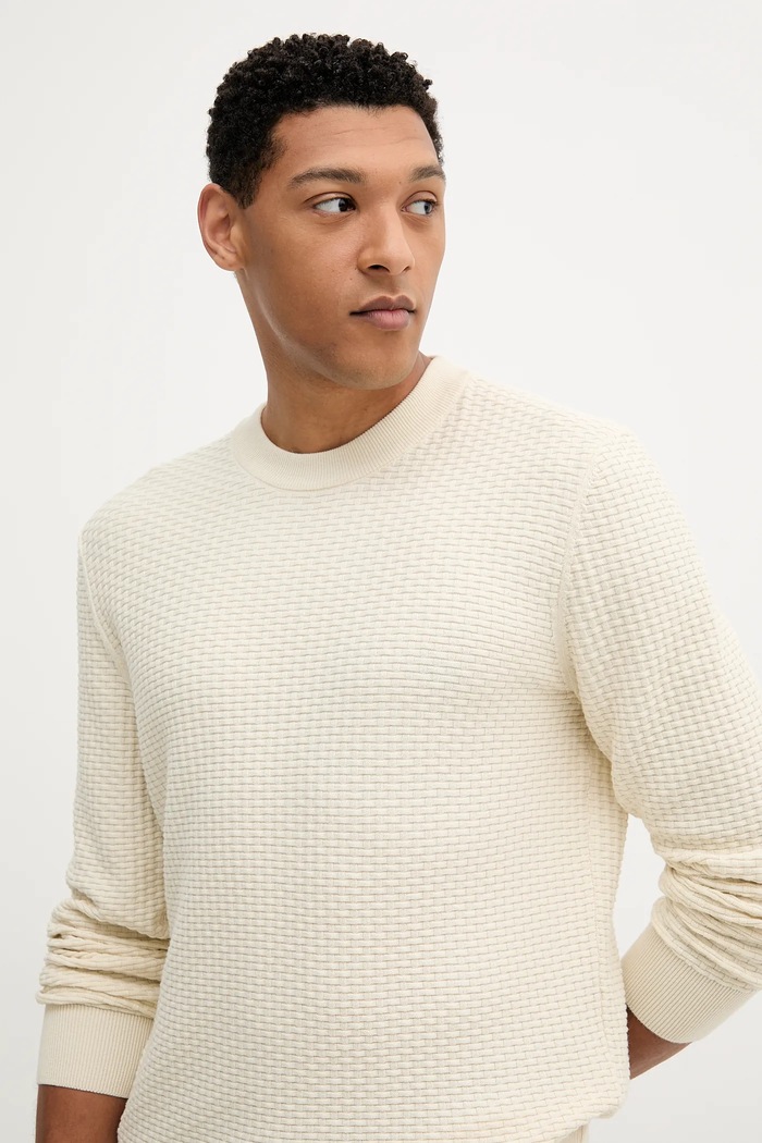 BOSS sweter męski bawełniany H-Imberto beżowy 50545283