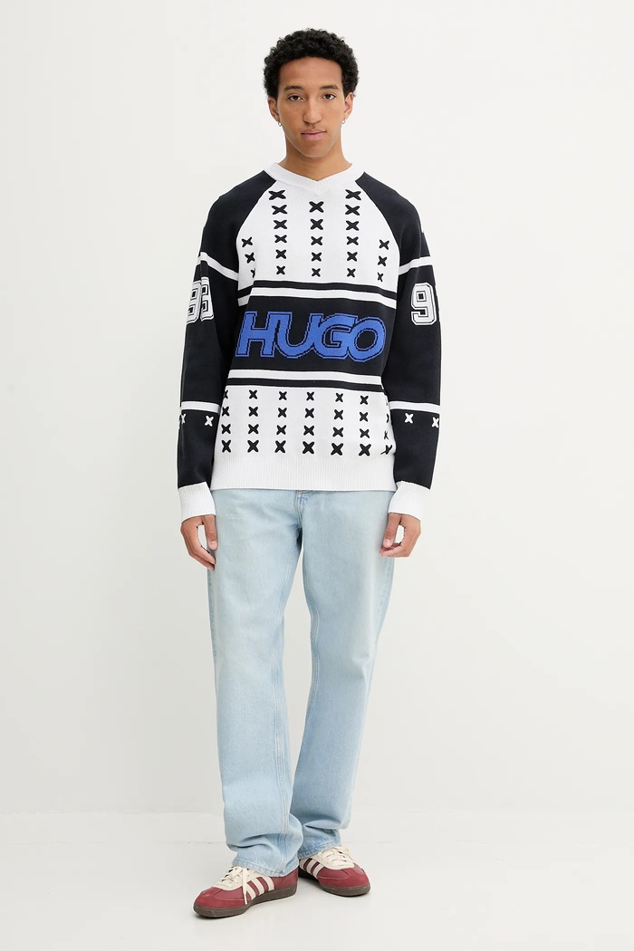 HUGO Blue pulover Shalock 50543775 alb AW25