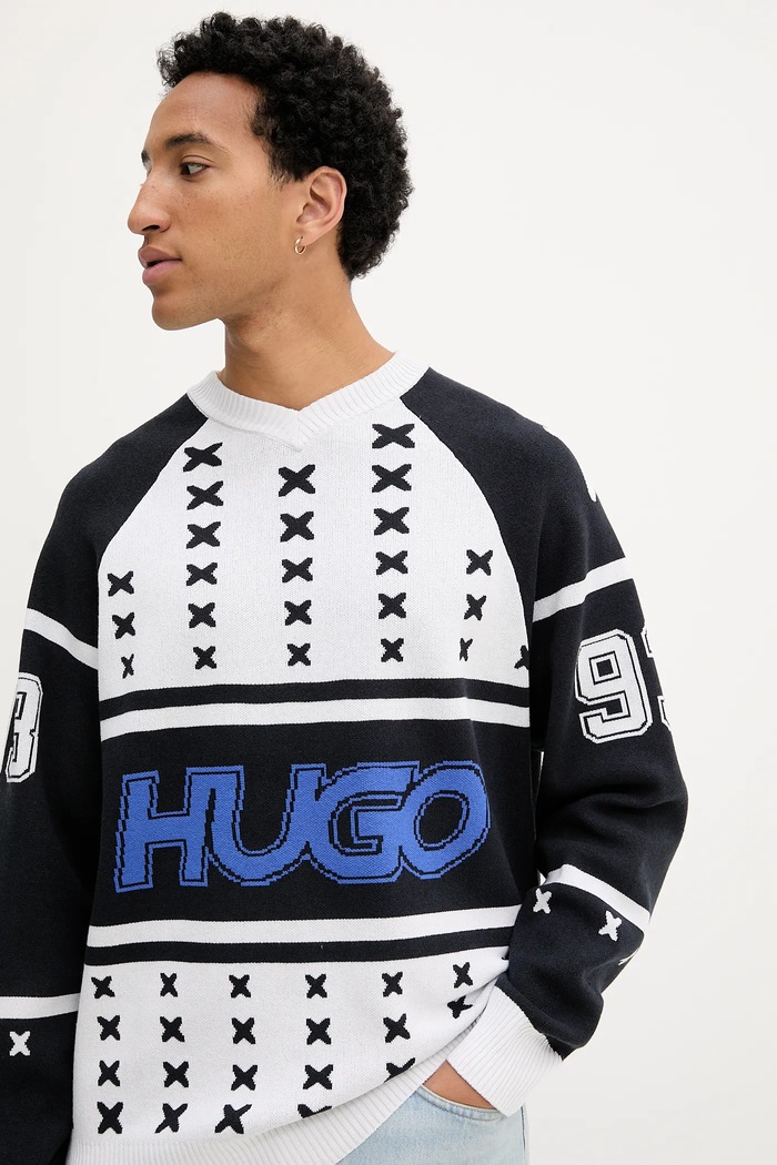 HUGO Blue pulover Shalock alb 50543775