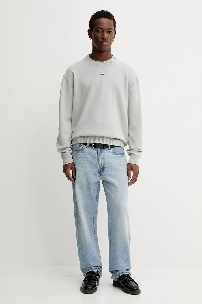 HUGO Blue Pulover San Casey-CP 50543784 gri AW25