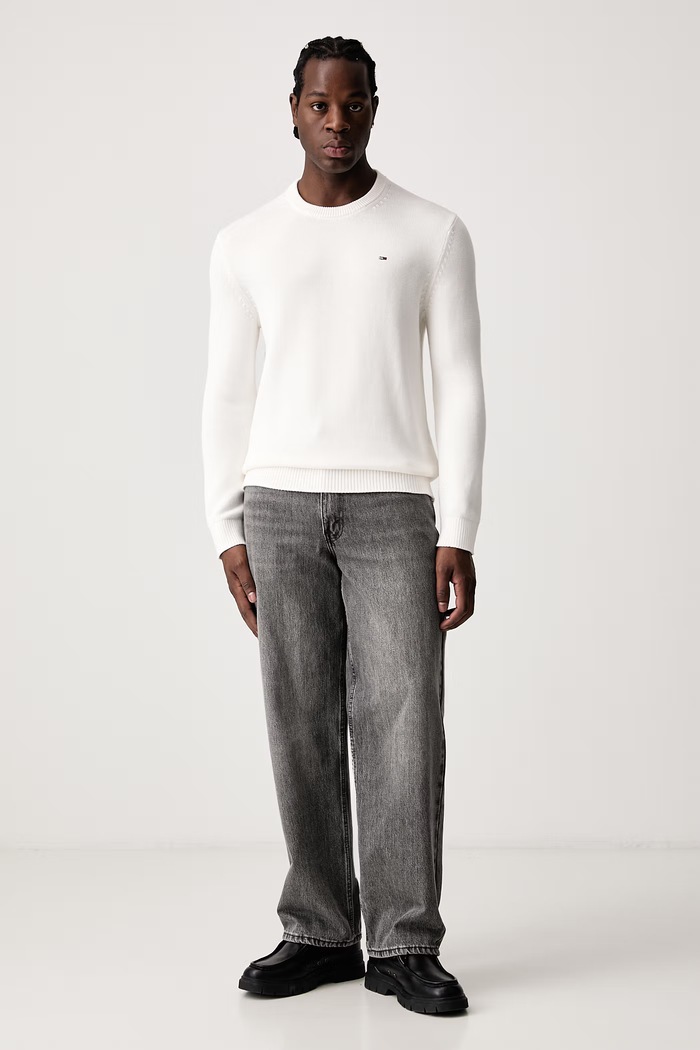 Tommy Jeans Sweter męski bawełniany DM0DM21787 beżowy SS26