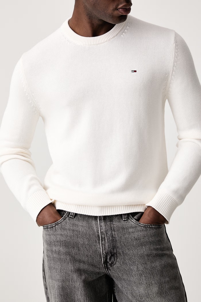 Sweter męski bawełniany Tommy Jeans DM0DM21787 beżowy