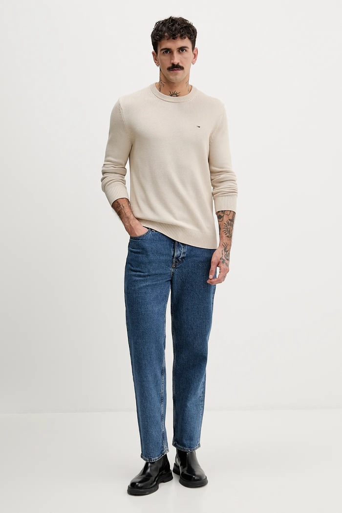 Bavlnený sveter Tommy Jeans DM0DM21787 béžová SS26