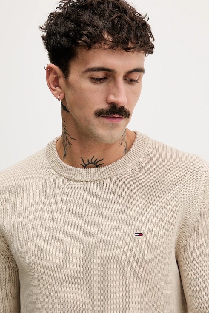 Bavlnený sveter Tommy Jeans béžová DM0DM21787