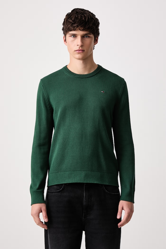 Tommy Jeans Svetr pánský bavlněný zelená DM0DM21787