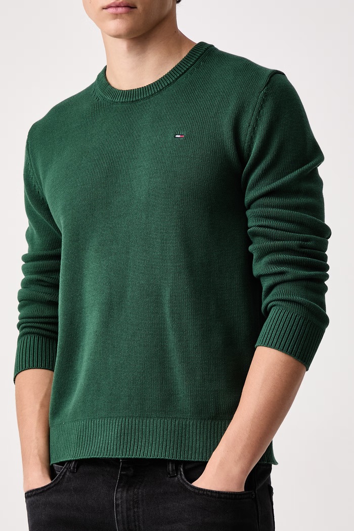 Oblečení Tommy Jeans Svetr pánský bavlněný DM0DM21787 zelená