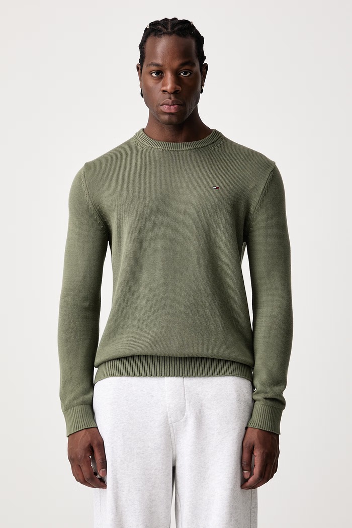 Tommy Jeans Sveter pánsky bavlnený zelená DM0DM21787