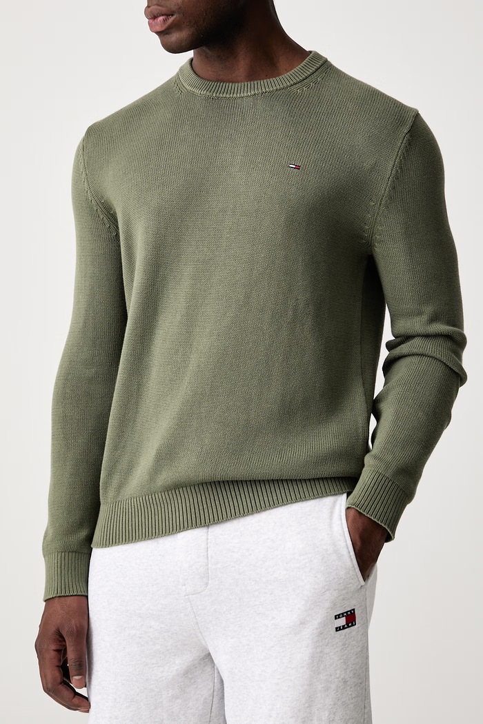 Oblečenie Tommy Jeans Sveter pánsky bavlnený DM0DM21787 zelená
