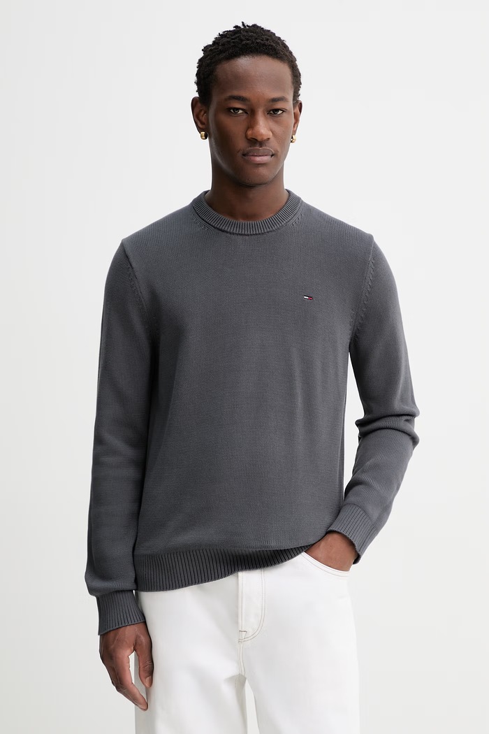 Bavlnený sveter Tommy Jeans bavlna sivá DM0DM21787