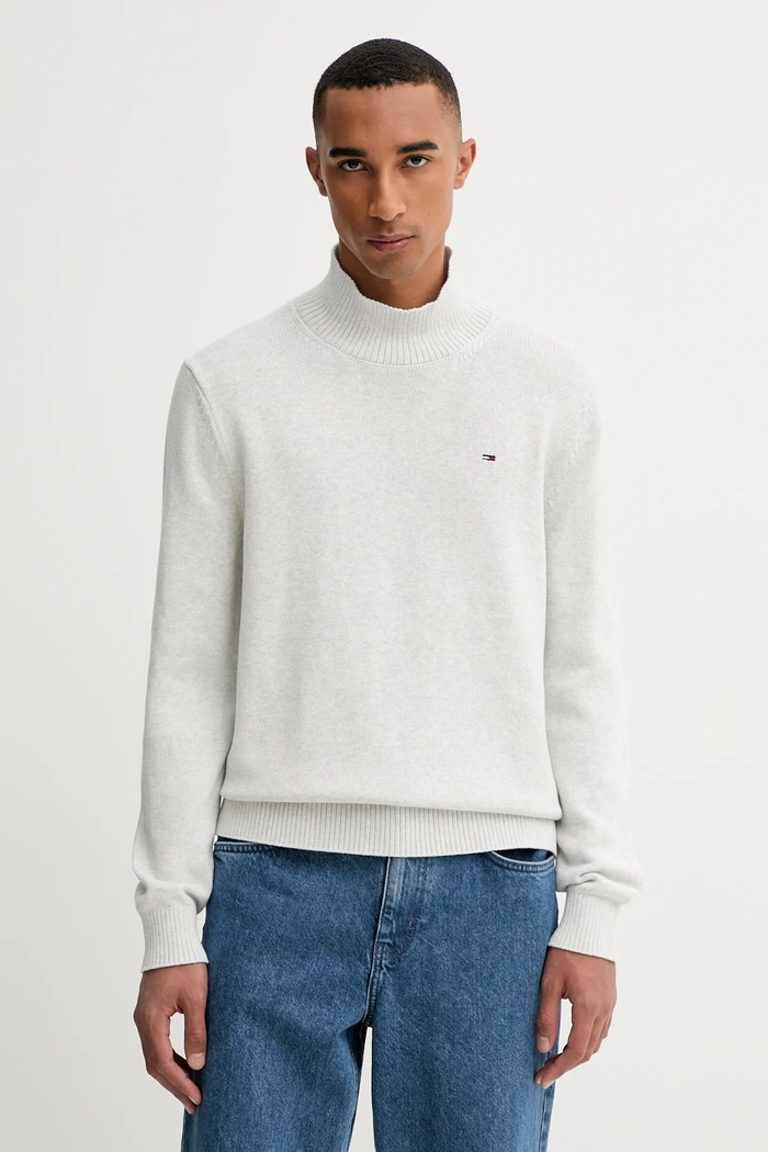 Tommy Jeans pamut pulóver pamut szürke DM0DM22096