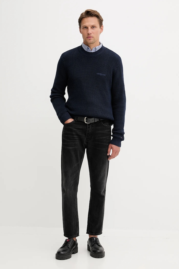 Tommy Jeans sweter bawełniany DM0DM22098 granatowy AW25