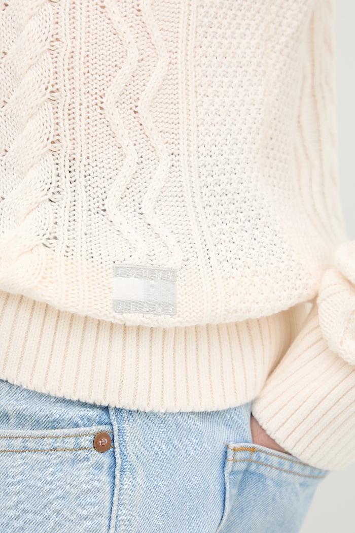 Bavlnený sveter Tommy Jeans DM0DM22101 béžová
