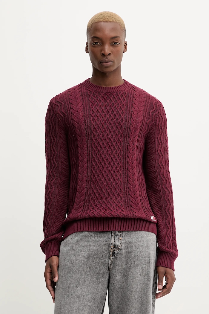 Tommy Jeans sweter bawełniany bawełna bordowy DM0DM22101