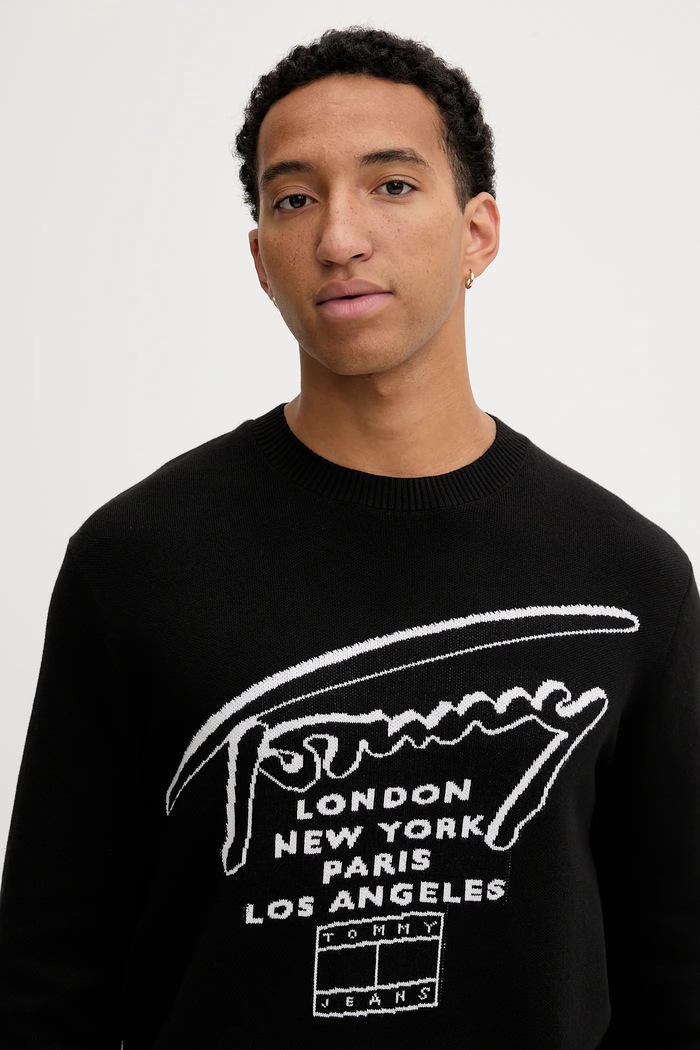 Tommy Jeans sweter bawełniany czarny DM0DM22253
