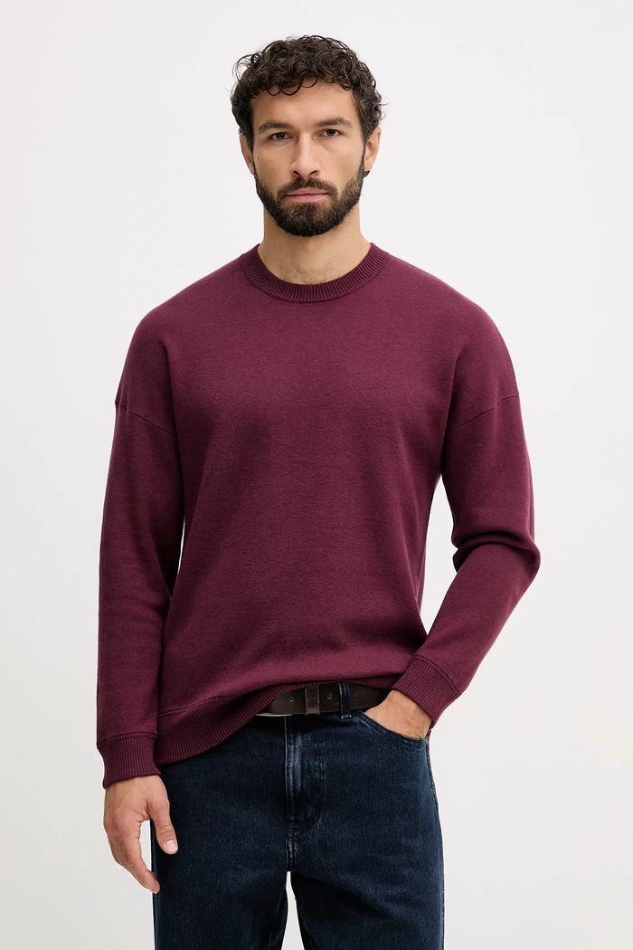 United Colors of Benetton pulóver gyapjúkeverékből sima burgundia 1Y6SK10A7