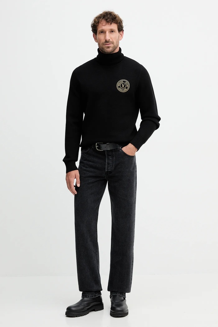 Versace Jeans Couture gyapjú pulóver 79GAFM14.CMH81 fekete AW25