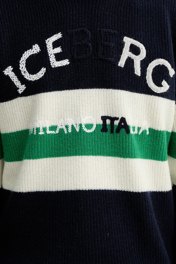 Volnen pulover Iceberg A005.7077 mornarsko modra
