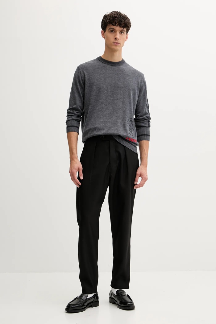 Iceberg sweter wełniany A008.9005 szary AW25