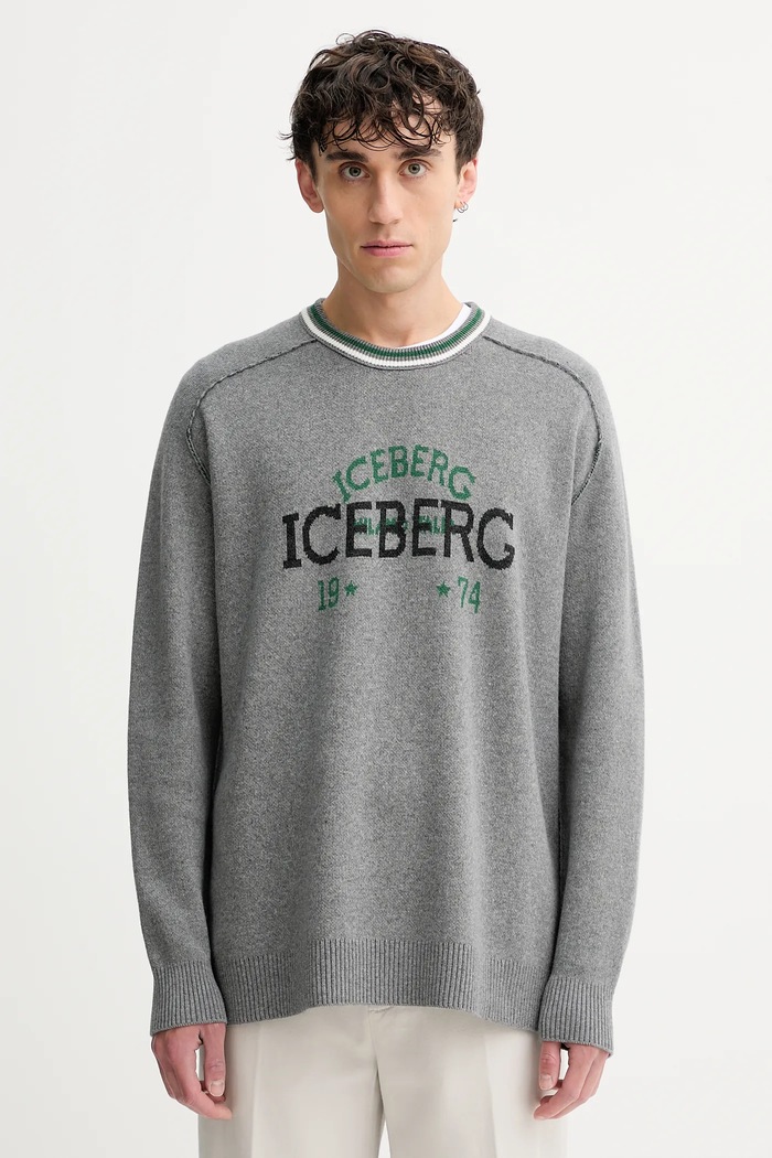 Pulover z volno Iceberg Srednje debeline siva A018.7469