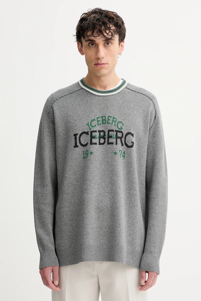 Pulover z volno Iceberg Srednje debeline siva A018.7469