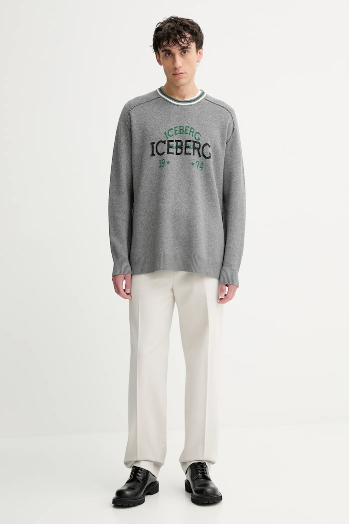 Pulover z volno Iceberg A018.7469 siva AW25