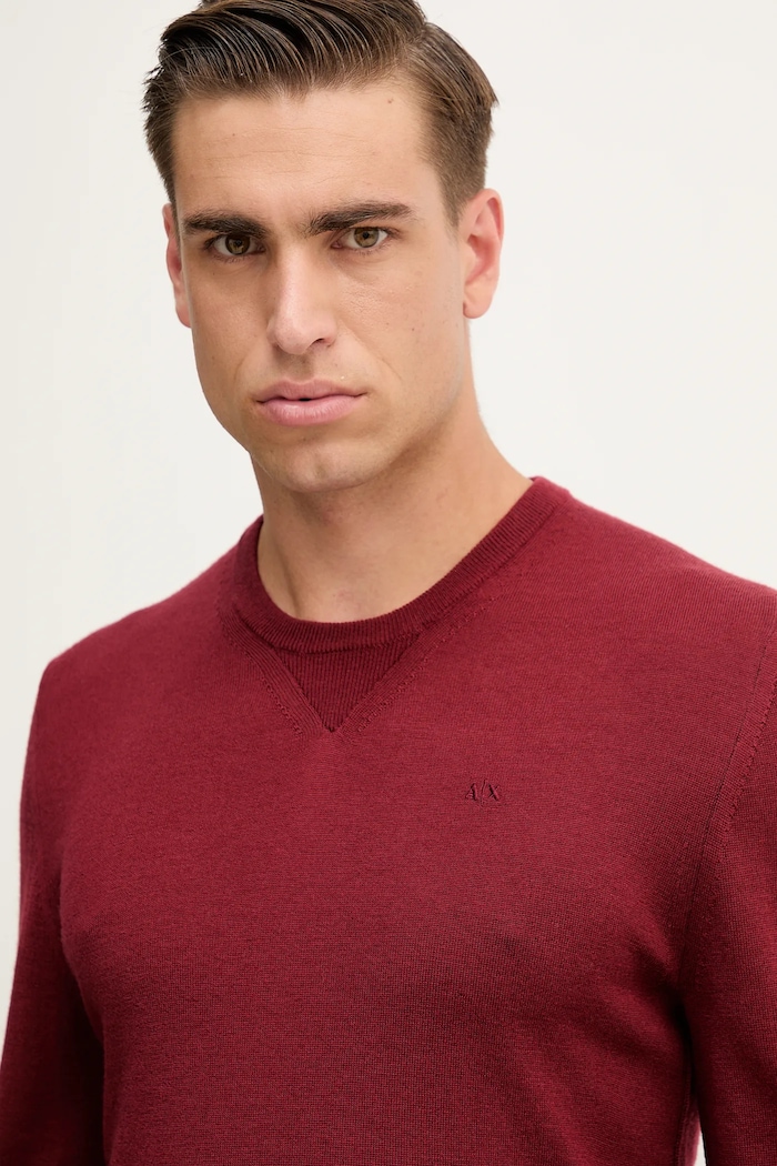 Armani Exchange pulover de lână burgundia 8NZM3A.ZM8AZ.