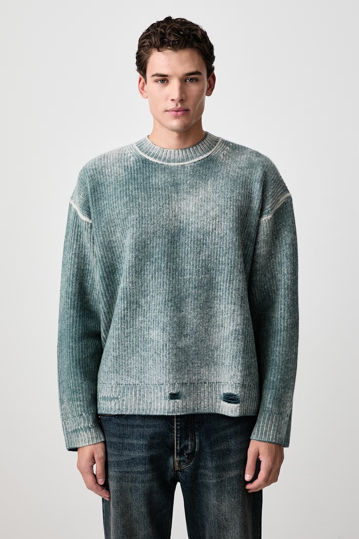 Represent Reversible Fade Out sweter wełniany męski turkusowy MLM100217