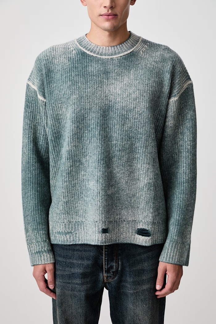 Reversible Fade Out sweter wełniany męski Represent turkusowy MLM100217