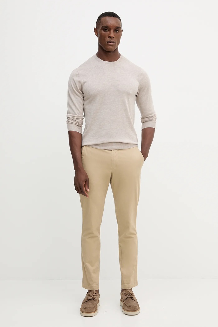 Hackett London pulover de lână HM7000006 bej AW25