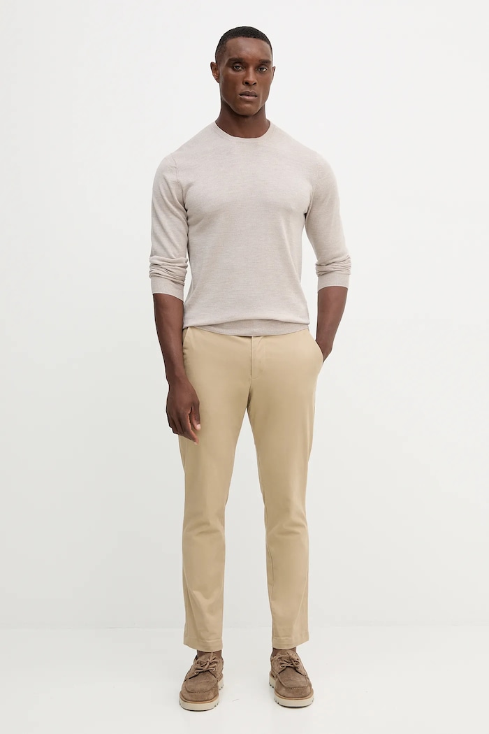 Hackett London pulover de lână HM7000006 bej AW25